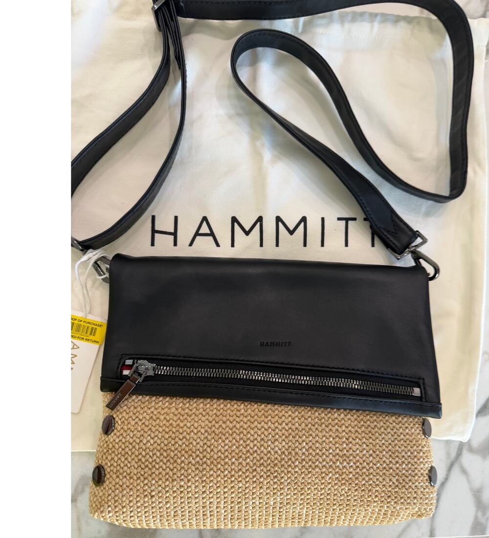 Hammitt NEW VIP Noir Smooth Raffia/Gunmetal